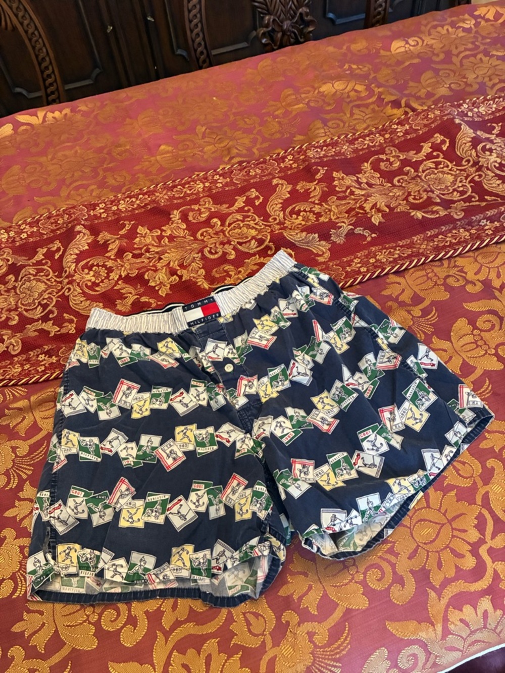 Tommy Hilfiger Navy Swim Trunks with Multi-Color Print